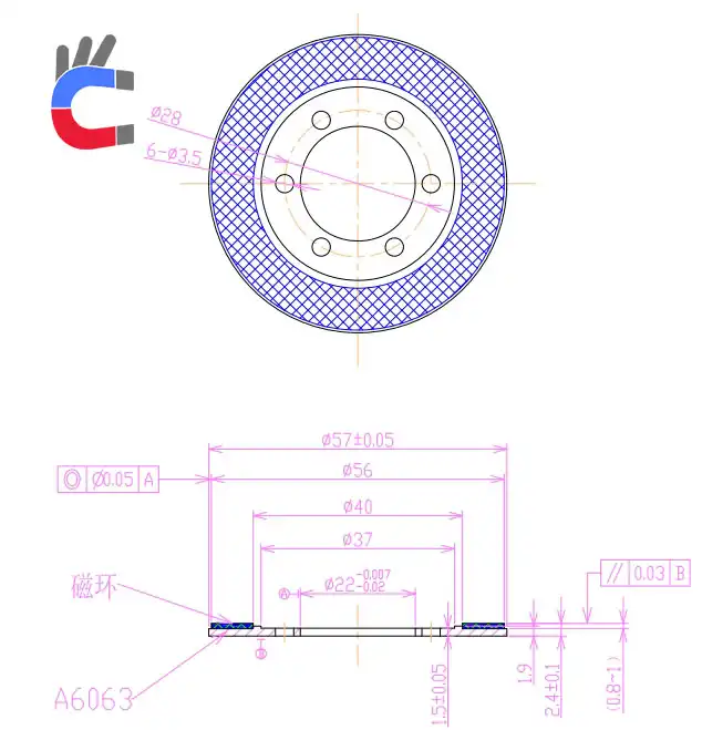 magnetic encoder metal carrier drawing