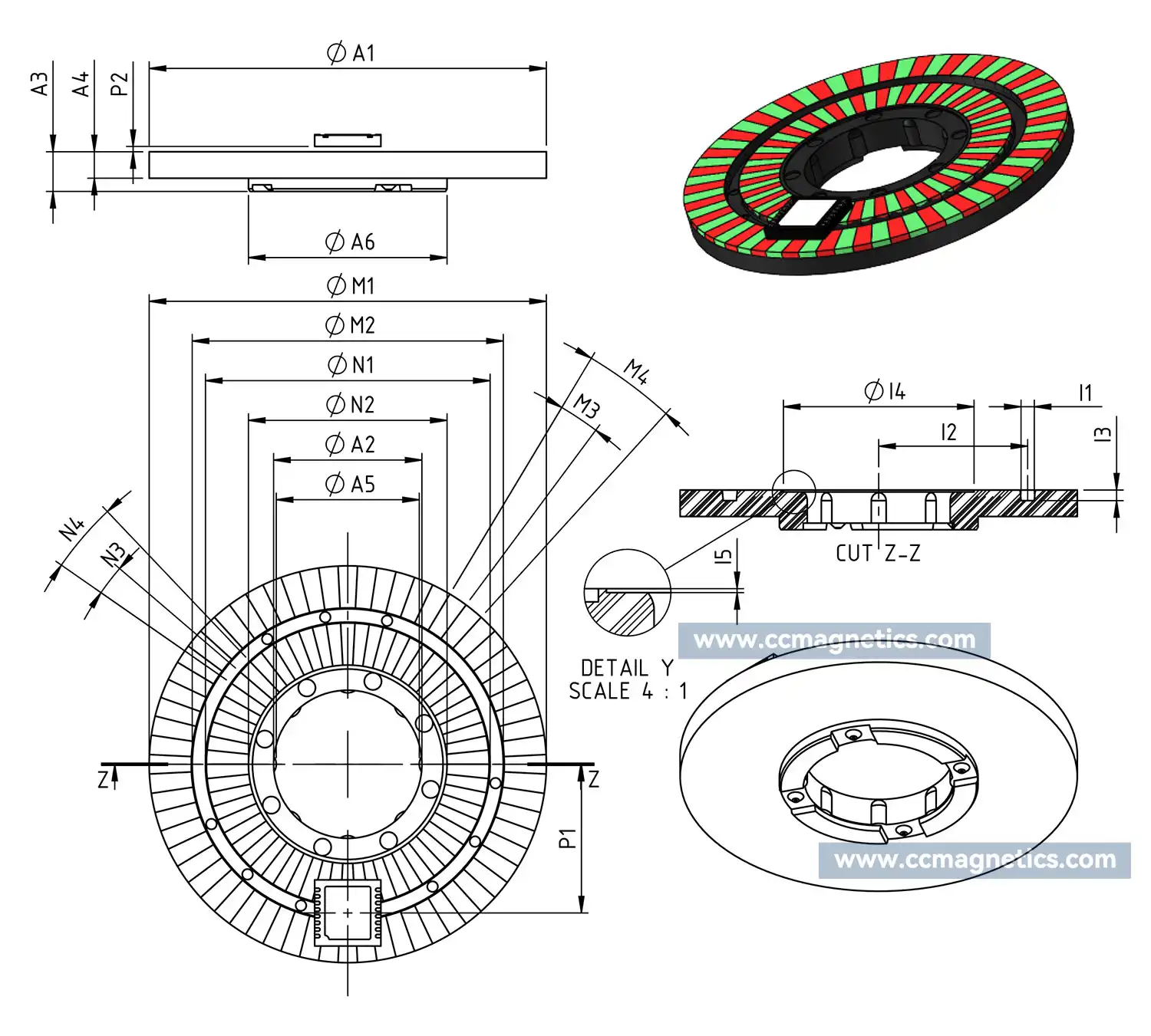 Multipolar Ring Magnets for Encoder Sensors, MU18S_30-32N