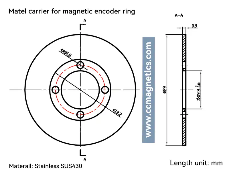 Matel carrier for magnetic encoder ring