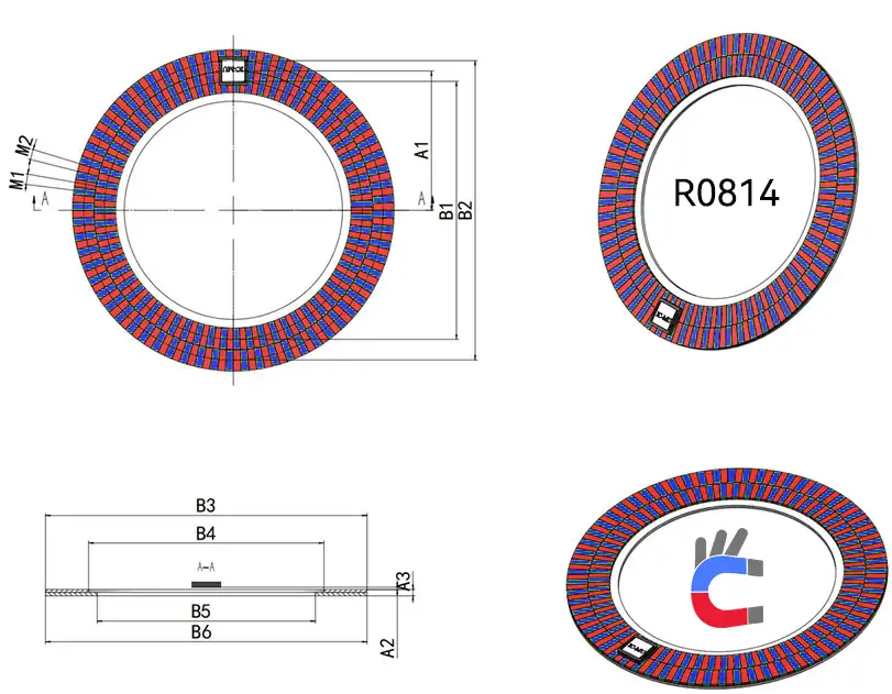 Vulcanized Rubber Magnetic Encoder Ring, MU35S 56-64N